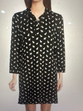Jude Connally Black Jack Russell Terrier print Shirt Dress , size large